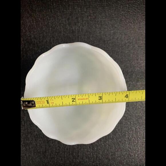 Vintage White Milk Glass Goblet Compote Pedestal Quilted Large 6.5" Tall - Picture 9 of 12